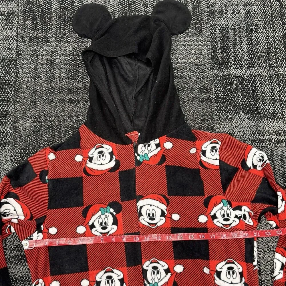 Disney Mickey Mouse Buffalo Plaid One Piece Pajamas L NWT - Picture 8 of 11